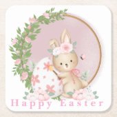 Easter Bunny at Garden Paper Coaster Rechteckiger Pappuntersetzer (Vorderseite)