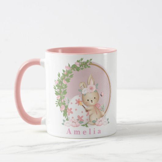 Easter Bunny at Garden Personalized Mug Tasse (Links)