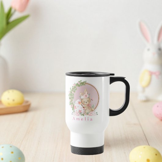 Easter Bunny at Garden Personalized Travel Mug Reisebecher