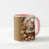Easter Bunny Basket Cute Spring Bunny Tasse (VorderseiteRechts)