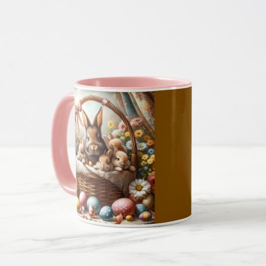 Easter Bunny Basket Cute Spring Bunny Tasse (Vorderseite Links)