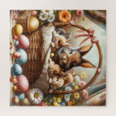 Easter Bunny Basket, Spring Bunnies & Easter Eggs Puzzle (Horizontal)