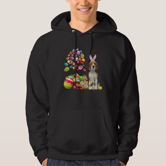 Easter Bunny Beagle Dog Ear Tree Egg Basket Hoodie (Vorderseite)