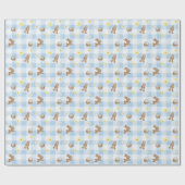 Easter Bunny Blue Gingham Wrapping Paper Geschenkpapier (Flach)