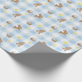 Easter Bunny Blue Gingham Wrapping Paper Geschenkpapier (Ecke)