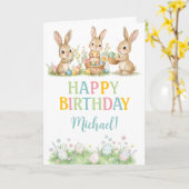 Easter Bunny Boy First Birthday Greeting Card Karte (Gelbe Blume)