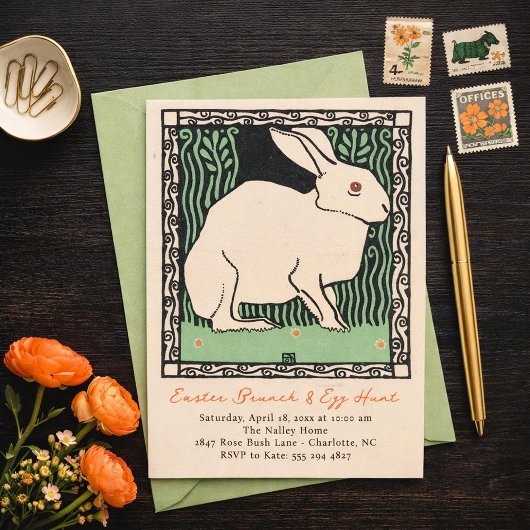 Easter Bunny Brunch and Egg Hunt Invitation Einladung