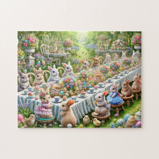 Easter Bunny Celebration Forest Dinner Party Puzzle (Horizontal)