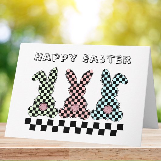Easter Bunny Checkerboard Pastel Egg-stra Special Karte