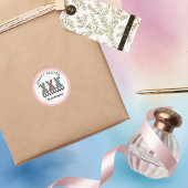 Easter Bunny Checkerboard Pink Green Teal Monogram Runder Aufkleber