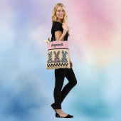 Easter Bunny Checkerboard Pink Green Yellow Name Tasche