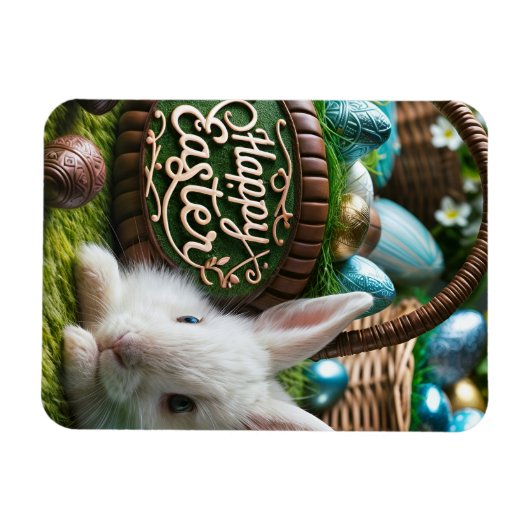 Easter Bunny Chocolate Egg Magnet (Horizontal)