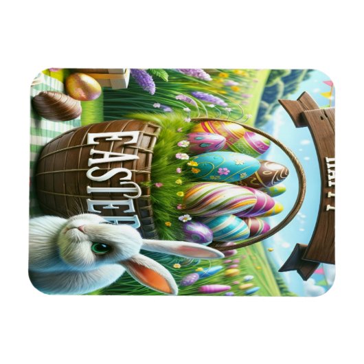 Easter Bunny Chocolate Egg Magnet (Horizontal)