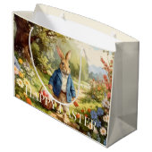 Easter Bunny Collecting Easter Eggs Große Geschenktüte (Rückseite Schrägansicht)