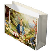 Easter Bunny Collecting Easter Eggs Große Geschenktüte (Vorderseite Schrägansicht)