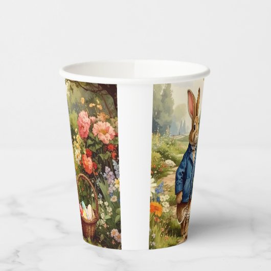 Easter Bunny Collecting Easter Eggs Pappbecher (Links)