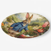 Easter Bunny Collecting Easter Eggs Pappteller (Schrägansicht)