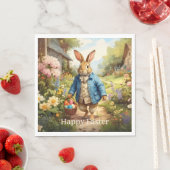 Easter Bunny Collecting Easter Eggs Serviette (Beispiel)