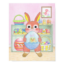 Easter Bunny Colorful Eggs Cute Kids Poster