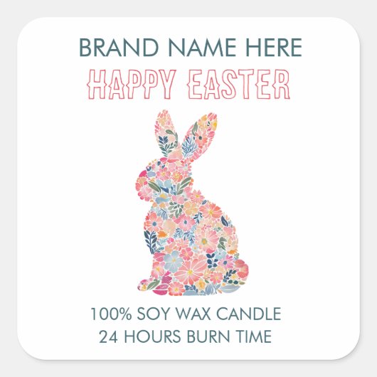 Easter Bunny Custom Candle Label Quadratischer Aufkleber (Vorderseite)