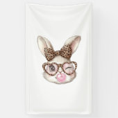 Easter Bunny Cute Glasses Leopard Bunny Rabbit Eas Banner (Vertikal)
