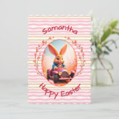Easter bunny cute name feiertagskarte (Stehend Vorderseite)