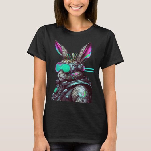 Easter Bunny Cyberpunk Aesthetic Futuristic Sci Fi T-Shirt (Vorderseite)