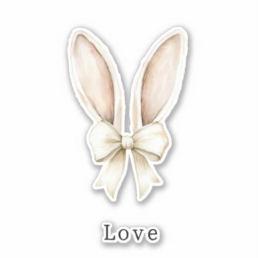 Easter Bunny Ears Bow Love Aufkleber (Vorderseite)