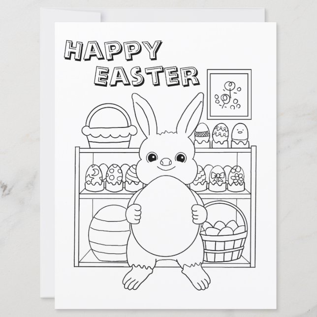 Easter Bunny Egg Kids Coloring Page Paper Sheet (Vorderseite)