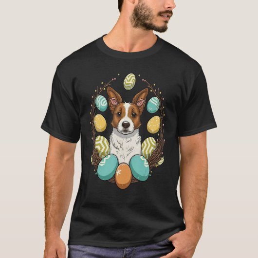 Easter Bunny Eggs Dog on Easter Jack Russell Terri T-Shirt (Vorderseite)