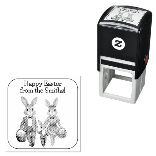 Easter Bunny Family Hunting Eggs  Permastempel (Beispiel)