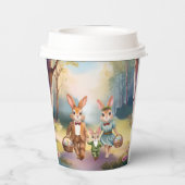 Easter Bunny Family Hunting for Eggs - Watercolor Pappbecher (Rückseite)
