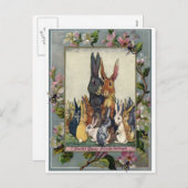 Easter Bunny Family Portrait Feiertagspostkarte (Vorne/Hinten)