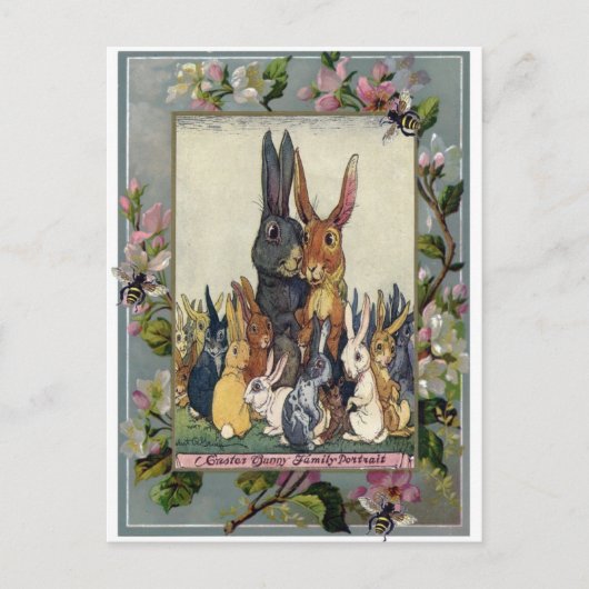 Easter Bunny Family Portrait Feiertagspostkarte (Vorderseite)