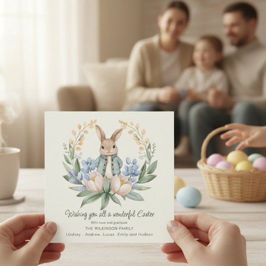 Easter bunny Floral Easter Greeting Card Karte