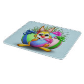 Easter Bunny Funny and Cute Character Biting an Eg Schneidebrett (Ecke)