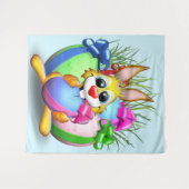 Easter Bunny Funny and Cute Character Biting an Eg Wandteppich (Vorderseite (Horizontal))