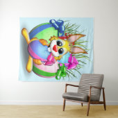 Easter Bunny Funny and Cute Character Biting an Eg Wandteppich (Beispiel (Horizontal))