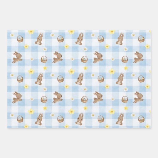 Easter Bunny Gingham Wrapping Paper Sheets Geschenkpapier Set (Vorderseite 3)