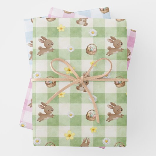 Easter Bunny Gingham Wrapping Paper Sheets Geschenkpapier Set (Beispiel)
