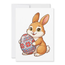Easter Bunny Glossy Greeting Card | Minimalist