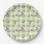 Easter Bunny Green Gingham Pappteller (Vorderseite)