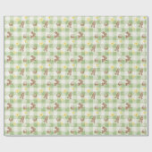 Easter Bunny Green Gingham Wrapping Paper Geschenkpapier (Flach)