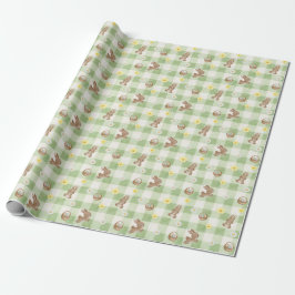 Easter Bunny Green Gingham Wrapping Paper Geschenkpapier