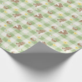 Easter Bunny Green Gingham Wrapping Paper Geschenkpapier (Ecke)