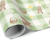 Easter Bunny Green Gingham Wrapping Paper Geschenkpapier (Rolleneckpunkt)