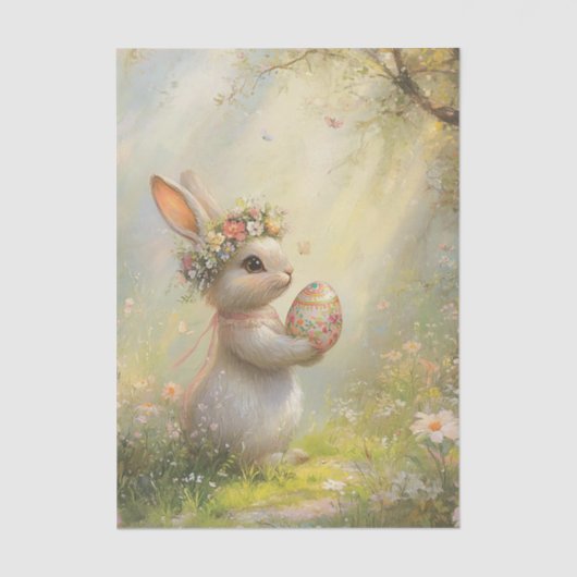 Easter Bunny Holding Egg in the Sunshine Seidenpapier (Vorderseite)