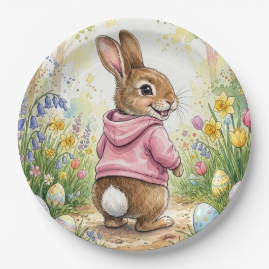 Easter Bunny in a Spring Garden Pappteller (Vorderseite)