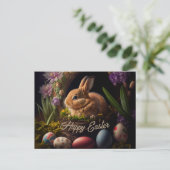 Easter Bunny in eggs nest cute Postkarte (Stehend Vorderseite)