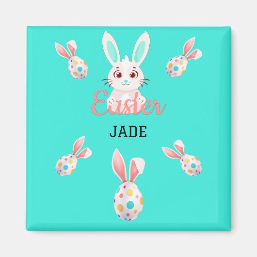 " EASTER" BUNNY MAGNET MIT SPEZIELTEN EIERN & NAME (Vorne)